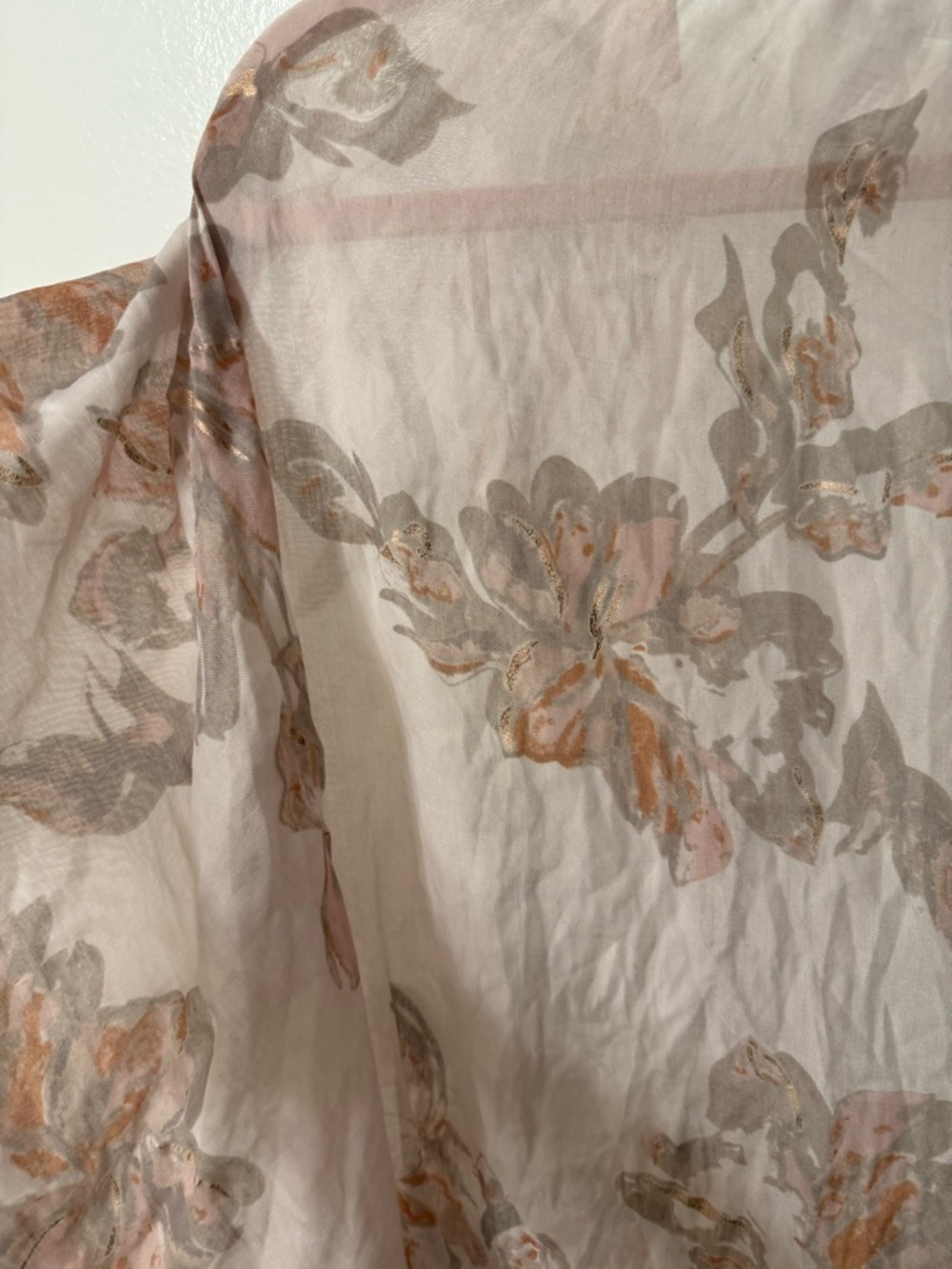 Floral Pink Kimono Duster Lightweight Semi-Sheer Metallic OS LC Lauren Conrad - Picture 6 of 9